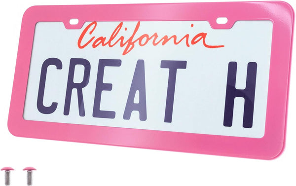 Creathome 201 Stainless Steel License Plate Frames with Barbie Pink Color