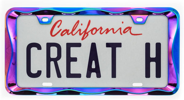 Creathome 3D Curly Wave Pattern Neo Chrome License Plate Frame from Pure Zinc Alloy Metal