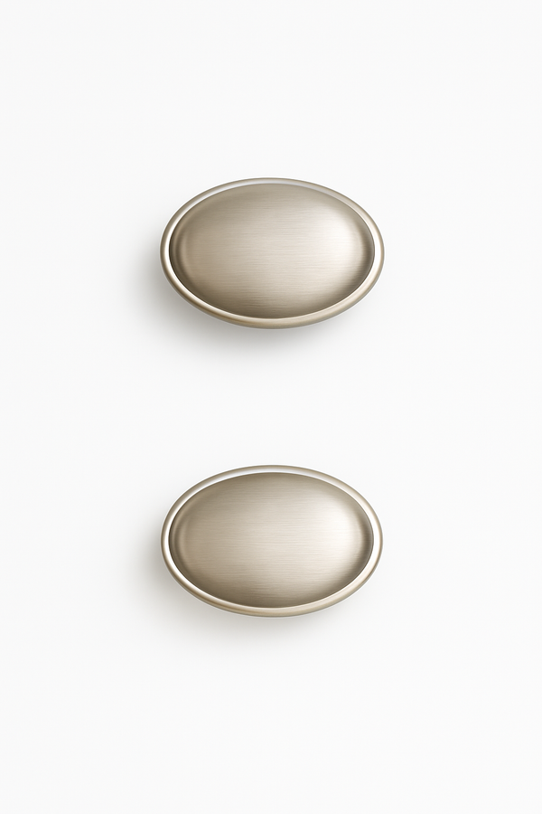 Creathome Brushed Nickel Oval Knobs for Cabinets & Doors – 2 Pack Metal Pull Handles
